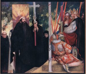 Przyjęcie św. Augustyna przez Ethelberta (kolor lito) autorstwa Stephen Reid
