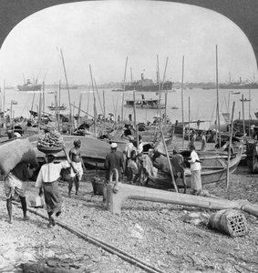 Port Rangun nad rzeką Irrawaddy, Birma, 1908