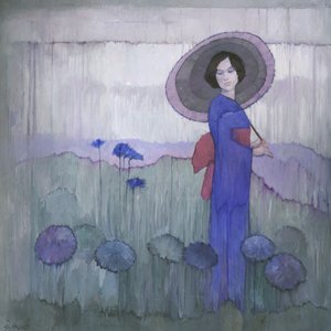 Niebieskie kimono na polu lotosów