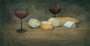 Czerwone wino i ser autorstwa Steve Mitchell