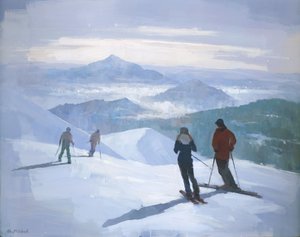 Narciarze na ośnieżonych szczytach autorstwa Steve Mitchell