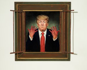 Trump oskarżony, 2020 (olej na desce)