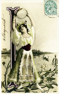 I : Mlle Fischer, artystka z lat 1900 - AAlfabet na pocztówce autorstwa Studio Reutlinger