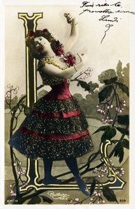 L: Luz Chavita, aktorka i tancerka z Belle Epoque - Opéra Comique , Paryż - Alfabet na pocztówce autorstwa Studio Reutlinger