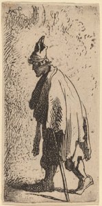 Żebrak z kijem, idąc w lewo autorstwa Studio of Rembrandt van Rijn