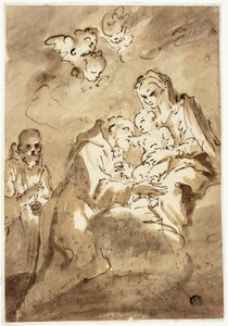 Madonna z Dzieciątkiem adorowana przez świętego Franciszka autorstwa Style of Pietro Novelli