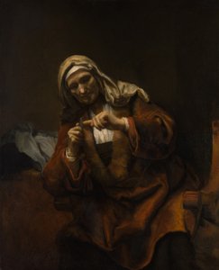 Stara kobieta obcinająca paznokcie, ca. 1655-60.