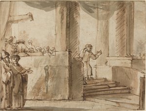Judasz opuszcza arcykapłana autorstwa Style of Rembrandt van Rijn