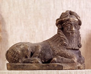 Starożytność wschodnia: Bull Pie androcephale. Statuetka z brązu i srebra. Okres sumeryjski. Z Sumeru. Paryż, Luwr