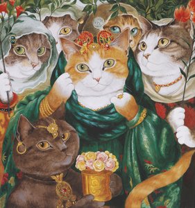 Ilustracja z Cats Galore! A Compendium of Cultured Cats (wyd. 2015) autorstwa Susan Herbert