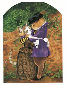 Ilustracja z książki Koty prerafaelitów (wyd. 1999) autorstwa Susan Herbert