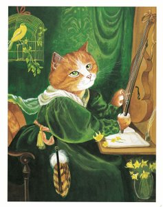 Ilustracja z książki Koty prerafaelitów (wyd. 1999) autorstwa Susan Herbert