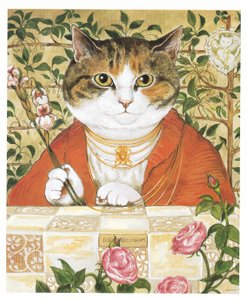 Ilustracja z książki Koty prerafaelitów (wyd. 1999) autorstwa Susan Herbert