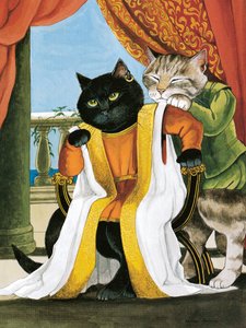 Ilustracja z Shakespeare Cats: Poster Book (wyd. 2016) autorstwa Susan Herbert