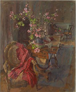 Czerwony płaszcz z geranium autorstwa Susan Ryder