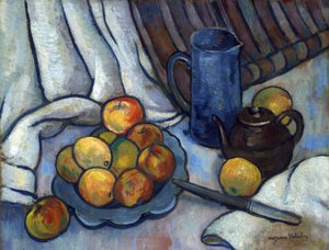 Jabłka, czajniczek i dzbanek - Peinture de Suzanne Valadon (1865-1938), ok. 1919 - Olej na płótnie, 50,4x65,4 - Kolekcja prywatna