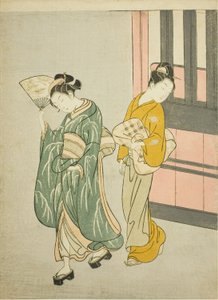 Oczyszczająca bryza z wachlarza (Ogi no seiran), z serii „Osiem widoków salonu (Zashiki hakkei)” autorstwa Suzuki Harunobu