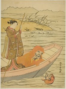 Daruma patrzący na swoje odbicie autorstwa Suzuki Harunobu