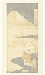 Poeta Yamabe no Akahito patrzący na górę Fuji Wiersze stu poetów (tytuł serii) Hyakunin isshu no uchi (tytuł serii) autorstwa Suzuki Harunobu