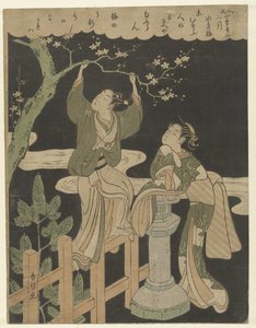 Drugi miesiąc Nigatsu (tytuł na obiekcie) Eleganckie wiersze o czterech porach roku. (tytuł serii) Furyu shiki kasen (tytuł serii na obiekcie) autorstwa Suzuki Harunobu