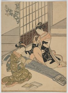 Zstępujące gęsi z Koto, okres Edo, ok. 1766 (kolorowa odbitka drzeworytnicza) autorstwa Suzuki Harunobu