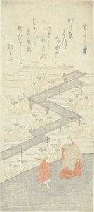 Most ośmioplatformowy (Yatsuhashi), z „Opowieści o Iseiu (Ise Monogatari)” autorstwa Suzuki Harunobu