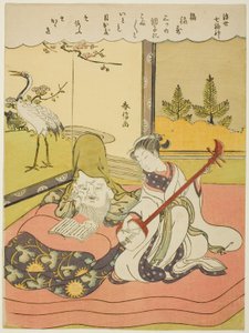 Fukurokuju, z serii „Siedmiu bogów szczęścia w pływającym świecie (Ukiyo Shichi Fukujin)” autorstwa Suzuki Harunobu