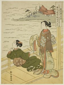 Gonchunagon Sadaie (Fujiwara no Teika), z serii parodii Trzech wieczornych wierszy bez tytułu autorstwa Suzuki Harunobu