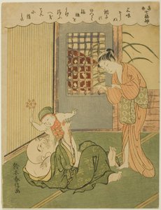 Hotei, z serii „Siedmiu bogów szczęścia we współczesnym życiu (Tosei Shichi-fukujin)” autorstwa Suzuki Harunobu