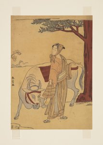 Parody of the Story of Chao Fu (kolorowy drzeworyt) autorstwa Suzuki Harunobu