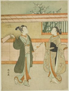 Gra w Battledore i Lotka autorstwa Suzuki Harunobu