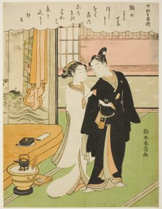 Wiersz Chunagona Yakamochi, z serii bez tytułu Stu wierszy stu poetów autorstwa Suzuki Harunobu