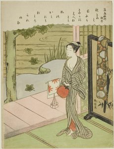Wiersz Fujiwara no Toshiyuki, z serii bez tytułu Thirty-Six Immortal Poets autorstwa Suzuki Harunobu