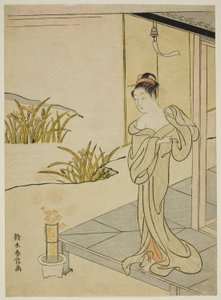 Lato, z cyklu „Nowe wersje kwiatów czterech pór roku (Shinpan furyu shiki no hana)” autorstwa Suzuki Harunobu