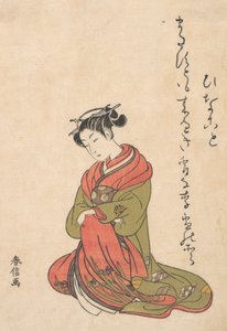 Kurtyzana Itsuhata ze swoją fajką, ca. 1765 r., ok. 1765 r. 1765. autorstwa Suzuki Harunobu