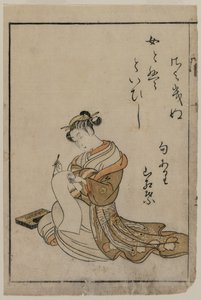 Pismo kurtyzany z książki z kolekcji pięknych kobiet Yoshiwary, 1770. autorstwa Suzuki Harunobu