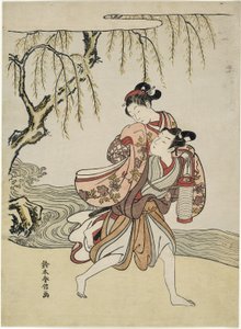 Ucieczka (parodia odcinka Akutagawy z „Tales of Ise”) autorstwa Suzuki Harunobu