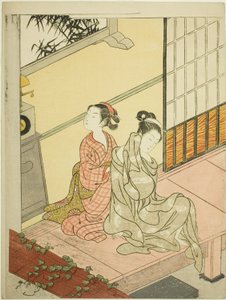 Wieczorny Dzwon Zegara (Tokei no bansho) z serii „Osiem widoków salonu (Zashiki hakkei)” autorstwa Suzuki Harunobu