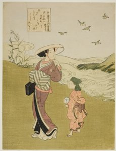 The Jewel River of Plovers (Chidori no Tamagawa), z serii bez tytułu Six Jewel Rivers autorstwa Suzuki Harunobu