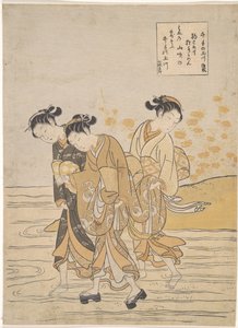 Sztuki orientalne: rzeka Tama w Ide, prowincja Yamashiro par Harunobu, Suzuki (1724-1770), ok. 1768. Drzeworyt kolorowy, 27,3x18,9. Prywatna kolekcja autorstwa Suzuki Harunobu