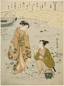 Trzeci miesiąc (Sangatsu), z cyklu „Popularne wersje nieśmiertelnych poetów w czterech porach roku (Fuzoku shiki kasen)” autorstwa Suzuki Harunobu