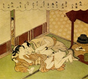 Two Lovers Shunga - erotyczny drzeworyt, ok. 1900 r. 1750