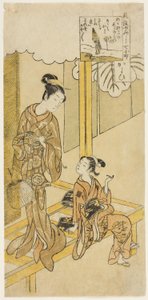 Visiting (Kayoi), from the series "The Seven Fashionable Aspects of Komachi (Furyu yatsushi nana Komachi)" autorstwa Suzuki Harunobu