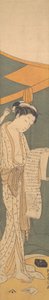Kobieta w nocnej szacie czytająca list, 1764-72., 1764-72. autorstwa Suzuki Harunobu
