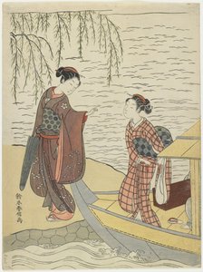 Kobiety wysiadające z łodzi, ok. godz. 1767 autorstwa Suzuki Harunobu