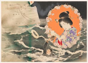 Frontispiece Illustration (kuchi-e) do tomu 1 powieści Asahizakura Murai Gensai
