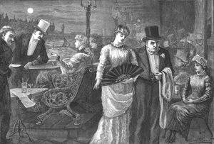Noc świętojańska na tarasie Izby Gmin, Pałac Westminsterski, 1881 r. autorstwa Swain