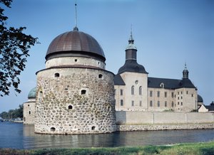 Widok zamku Vadstena, zbudowanego w 1545 autorstwa Swedish School