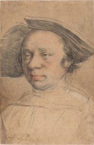 Portret mężczyzny w kapeluszu z szerokim rondem autorstwa Swiss 16th Century after Hans Holbein the Younger