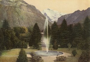 Oberland Berneński: Interlaken, Kurgarten (kolorowe zdjęcie) autorstwa Swiss Photographer